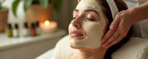 Femme aux cheveux brillants et sains recevant un soin capillaire végétal d'un professionnel